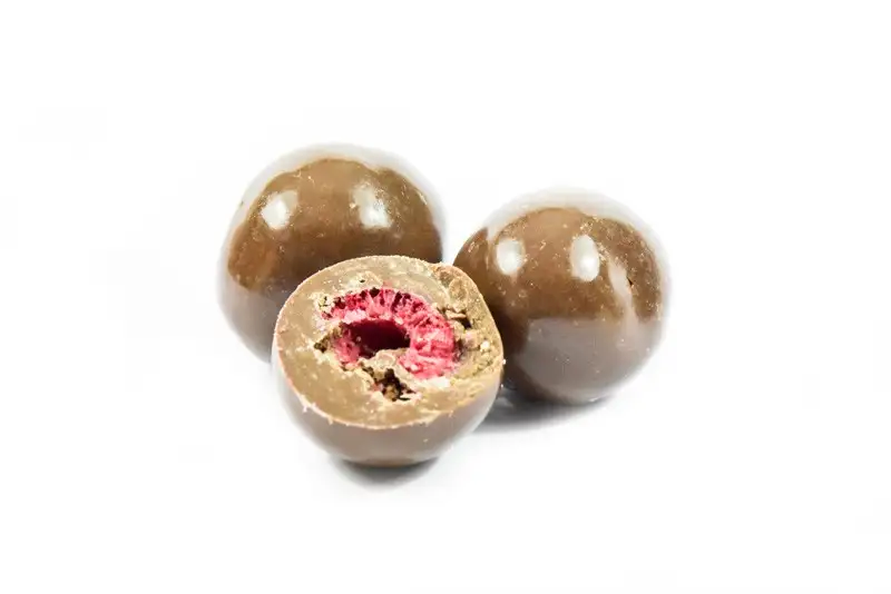 Frambuesas con chocolate con leche - 100g