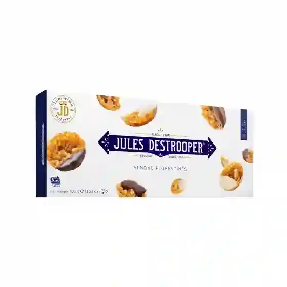 Jules Destrooper Florentinas de almendras con tres chocolates y caramelo 100 g