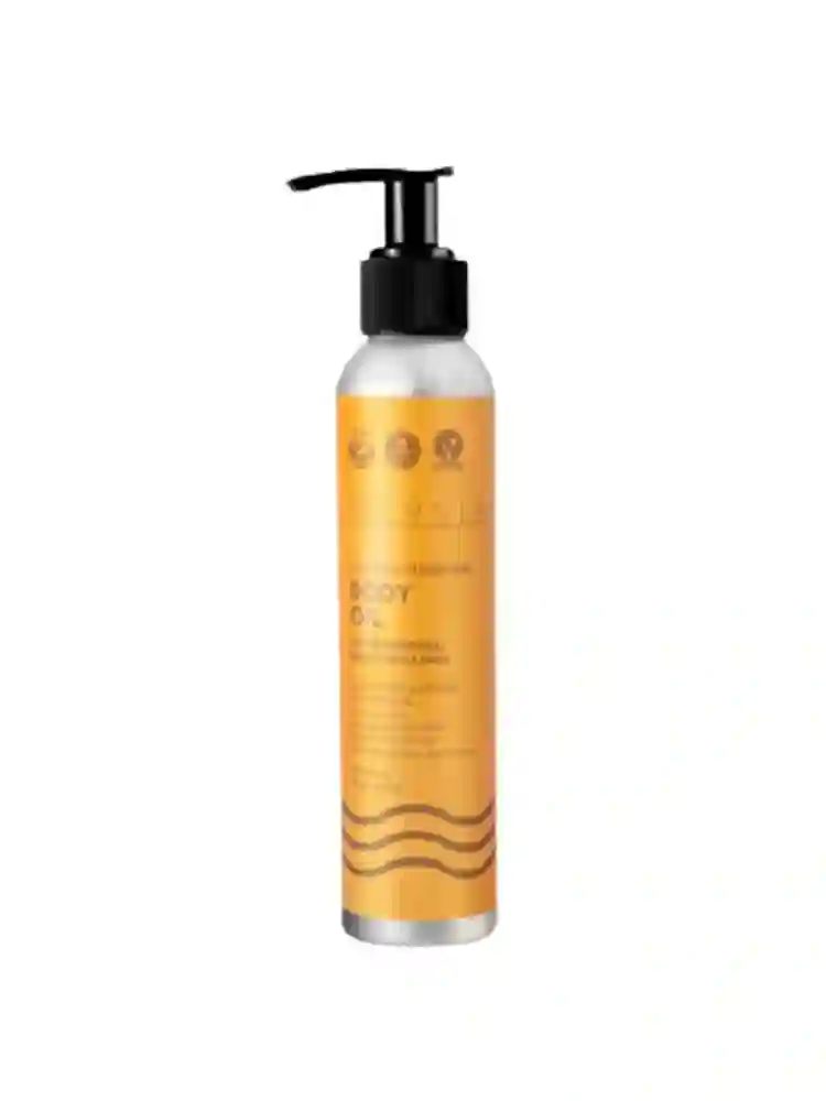 ACEITE CORPORAL EFECTO BRILLANTE CON ESPIRULINA, MELOCOTON Y PARTICULAS DE ORO 150ml