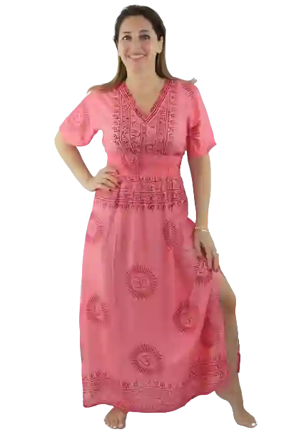 Vestido largo cuello en V OM