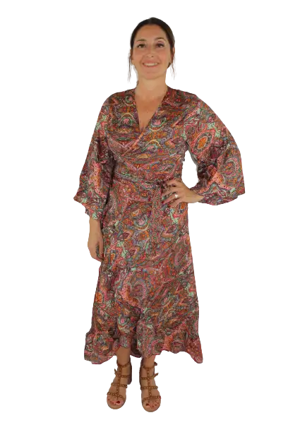 Vestido cruzado largo manga 3/4 GOLD