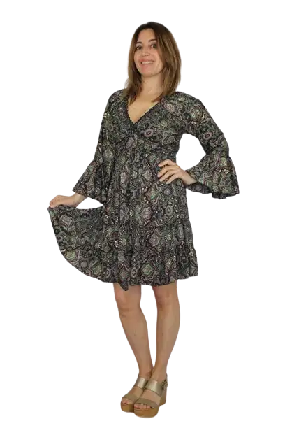 Vestido corto manga larga GOLD