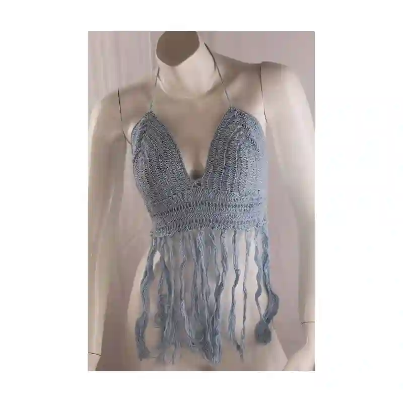 Top en crochet color azul