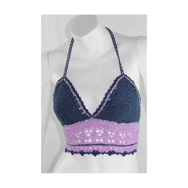Top en crochet azul/lila