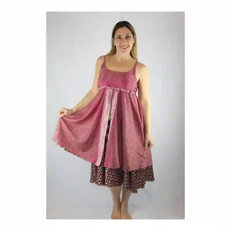 Vestido corto, comb. Choli doble