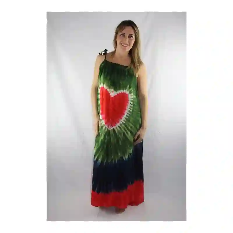 Vestido largo rayón con corazón