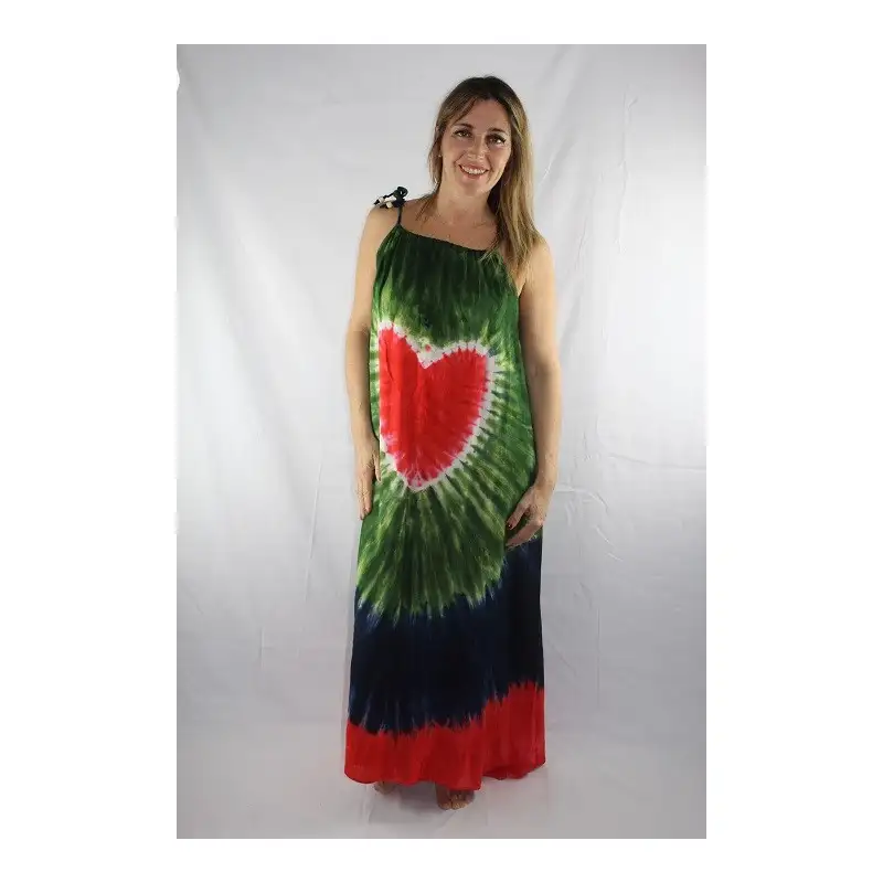 Vestido largo rayón con corazón