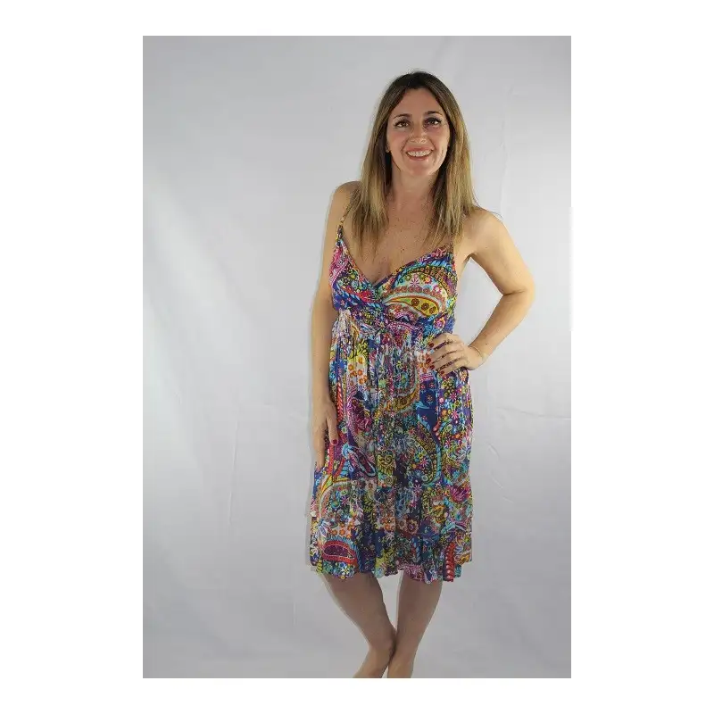 Vestido corto estampado rayón