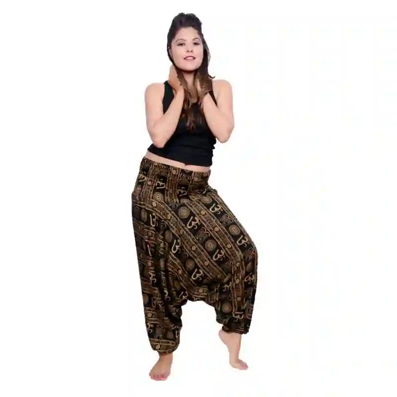 Pantalon afgano con mantras, algodon