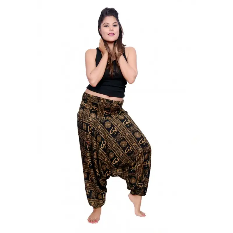 Pantalon afgano con mantras, algodon