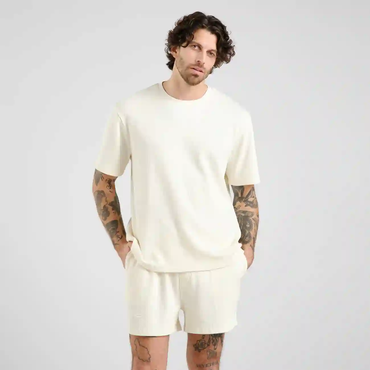 White Waffle Short Pants
