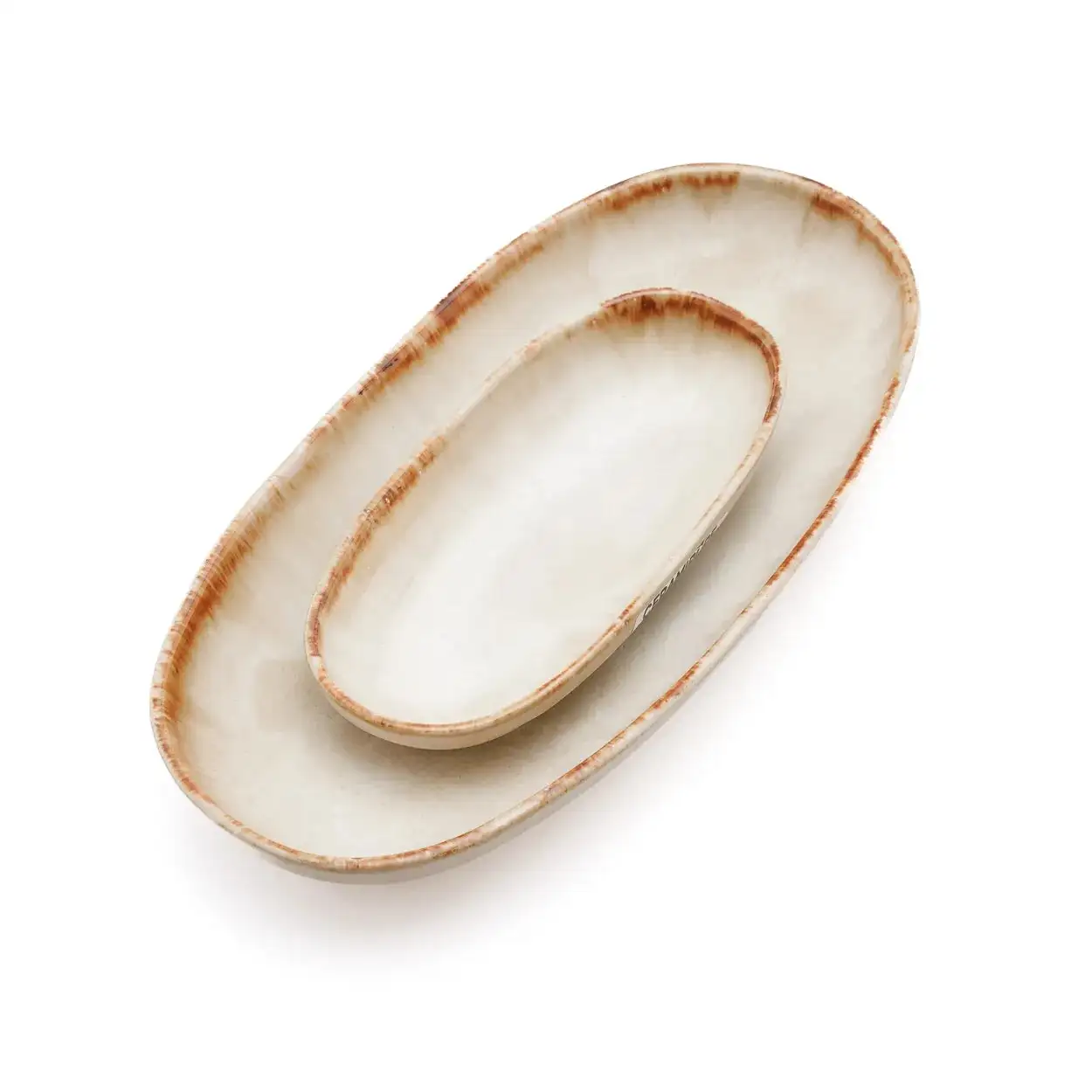 Plato oval blanco cerámica portuguesa Set de 6 - Imagen 2