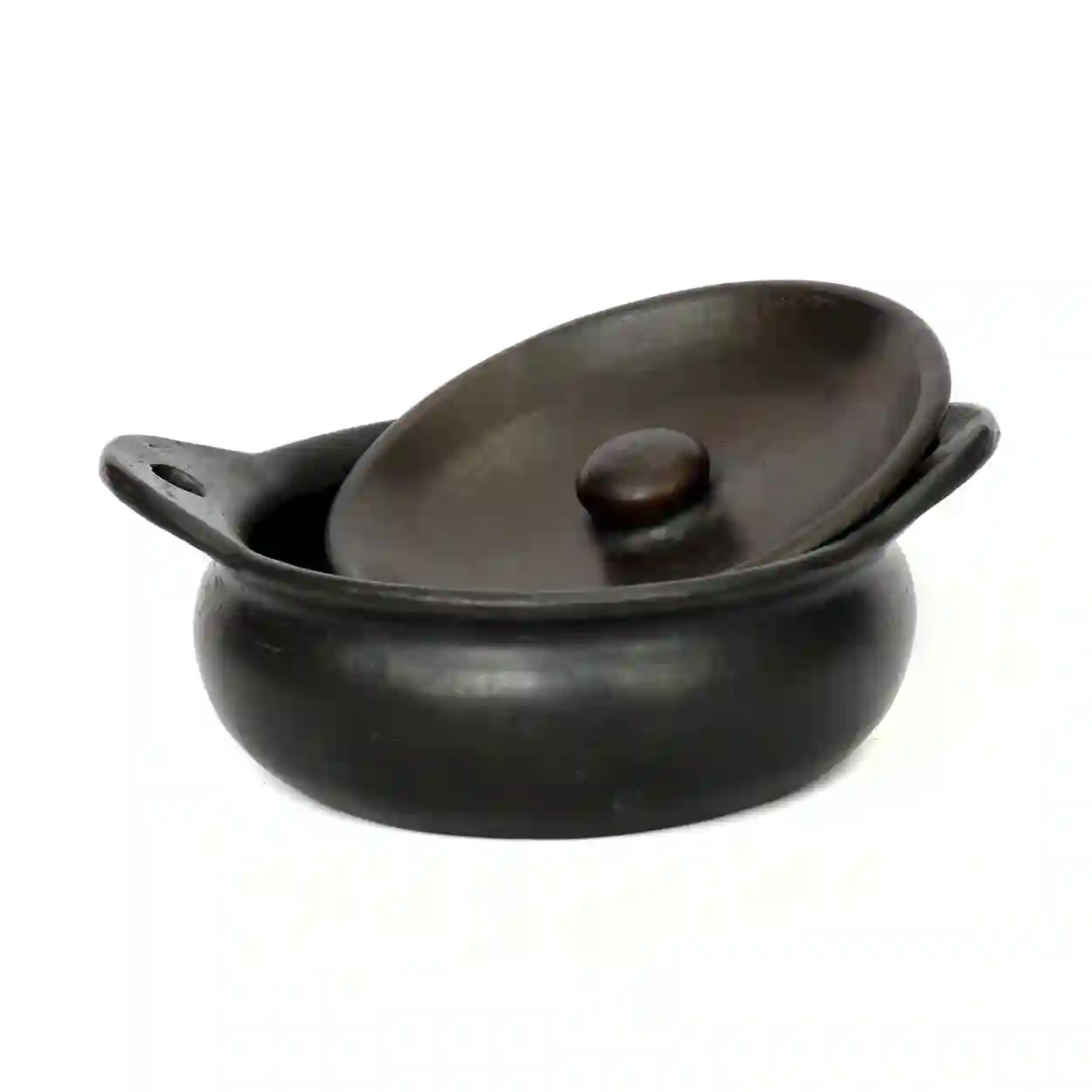 Burned black ceramic pot
