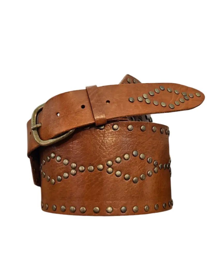 Cinturón ancho rombos cuero