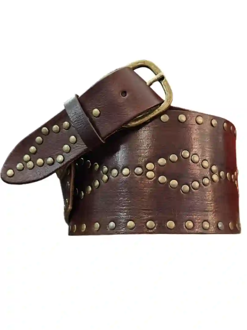 Cinturón ancho rombos marrón