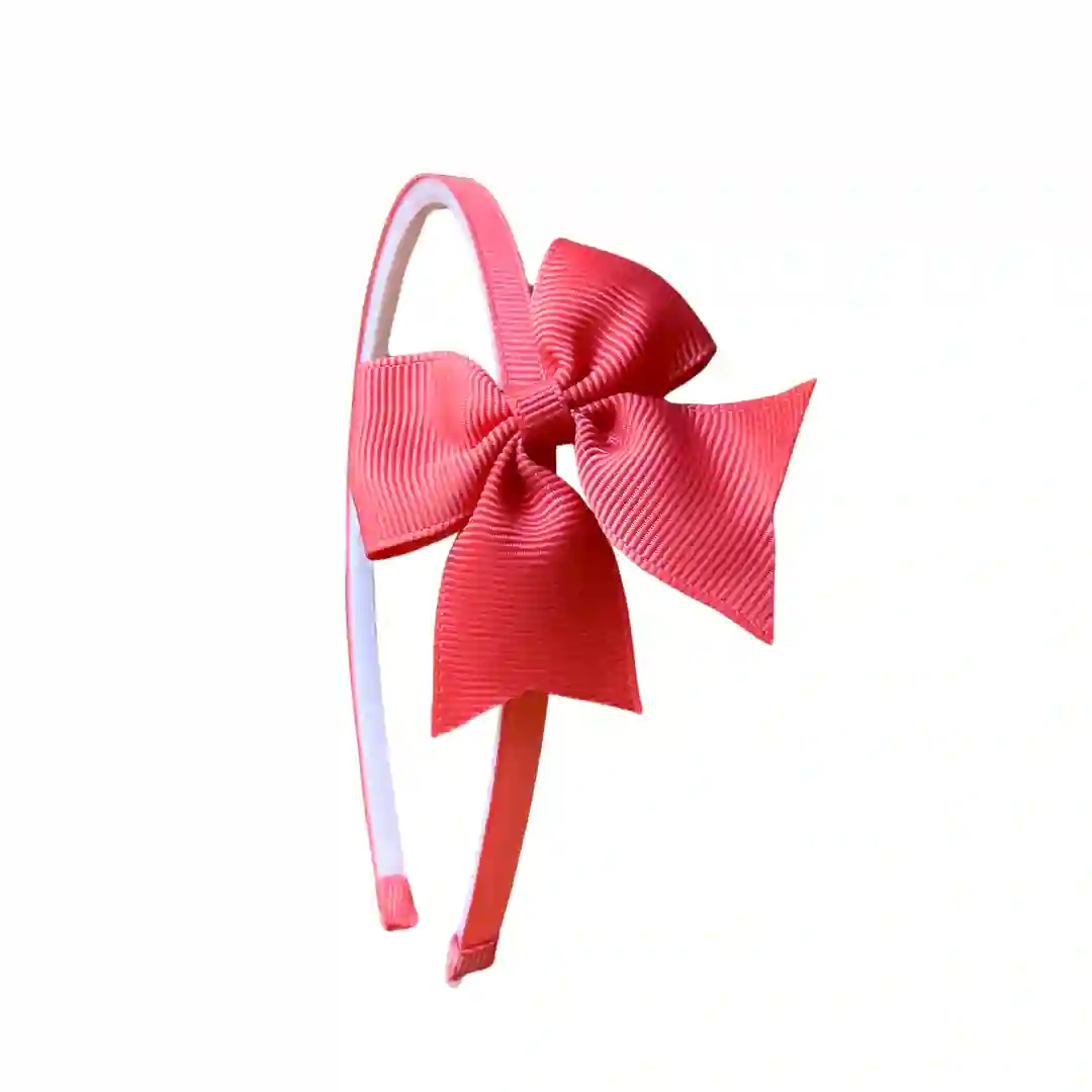 Narrow headband with coral bow