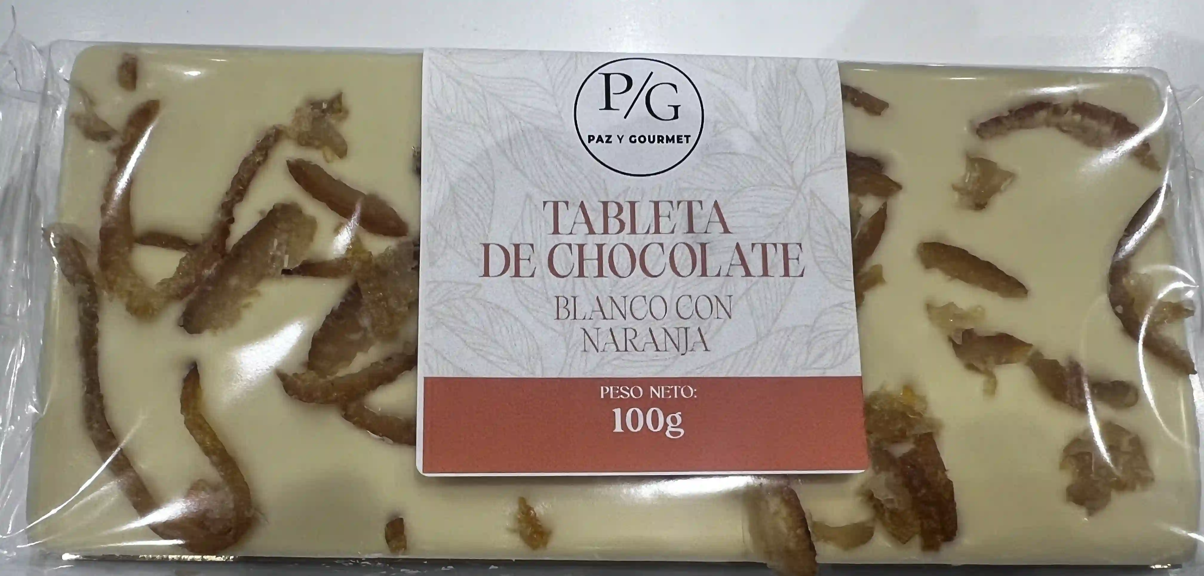 Tableta chocolate blanco con naranja (100 gr)