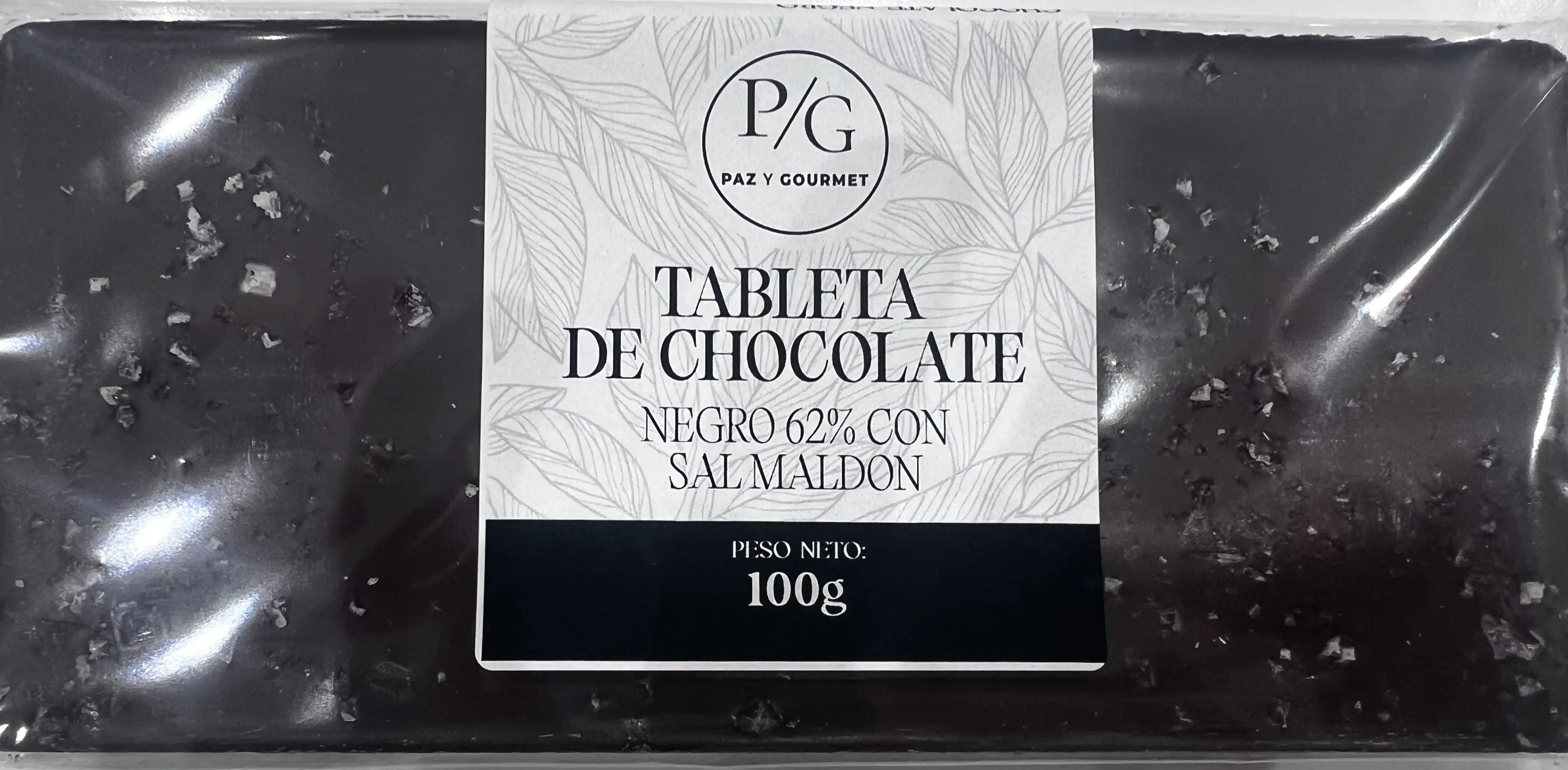 Tableta de chocolate negro 62 %con sal maldon (100 gr)