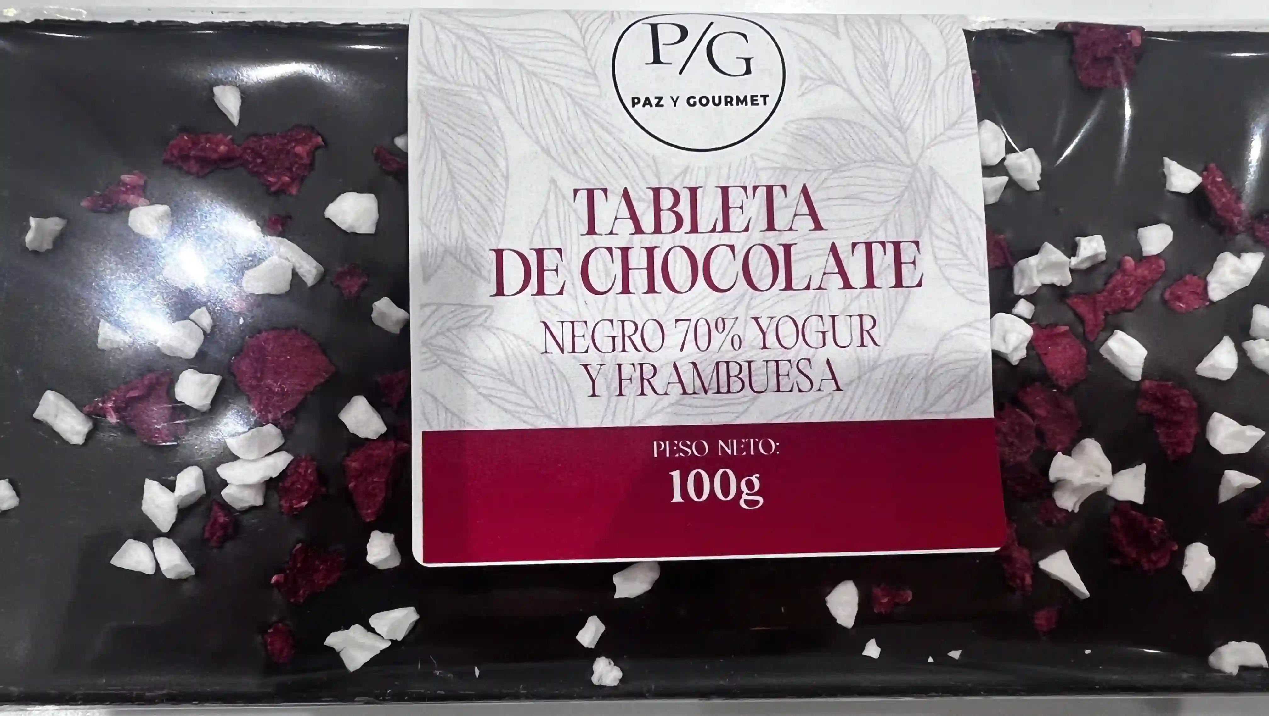 Tableta de chocolate negro 70 % con yogurt y frambuesa (100 gr)