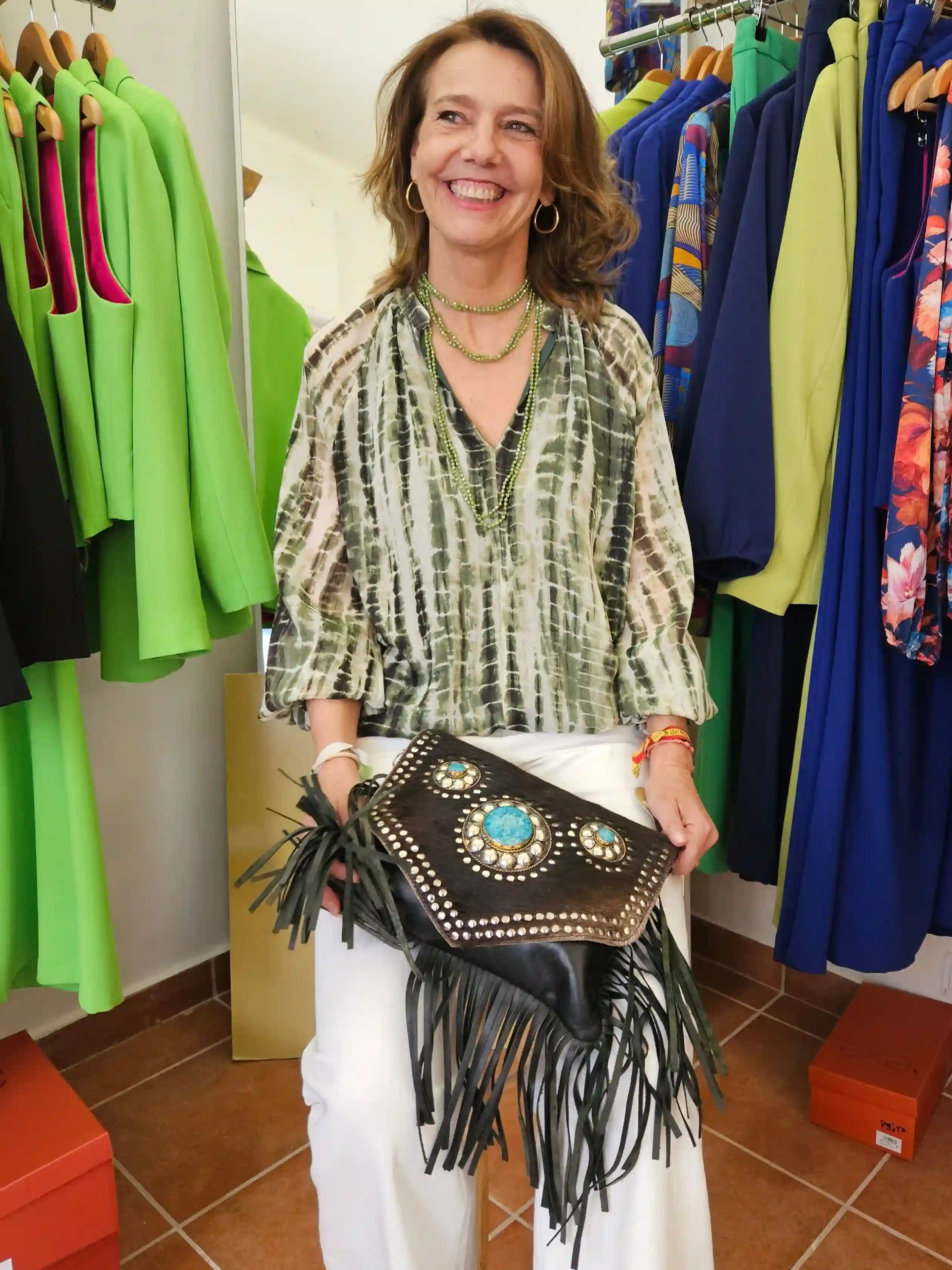 Leather fringe bag