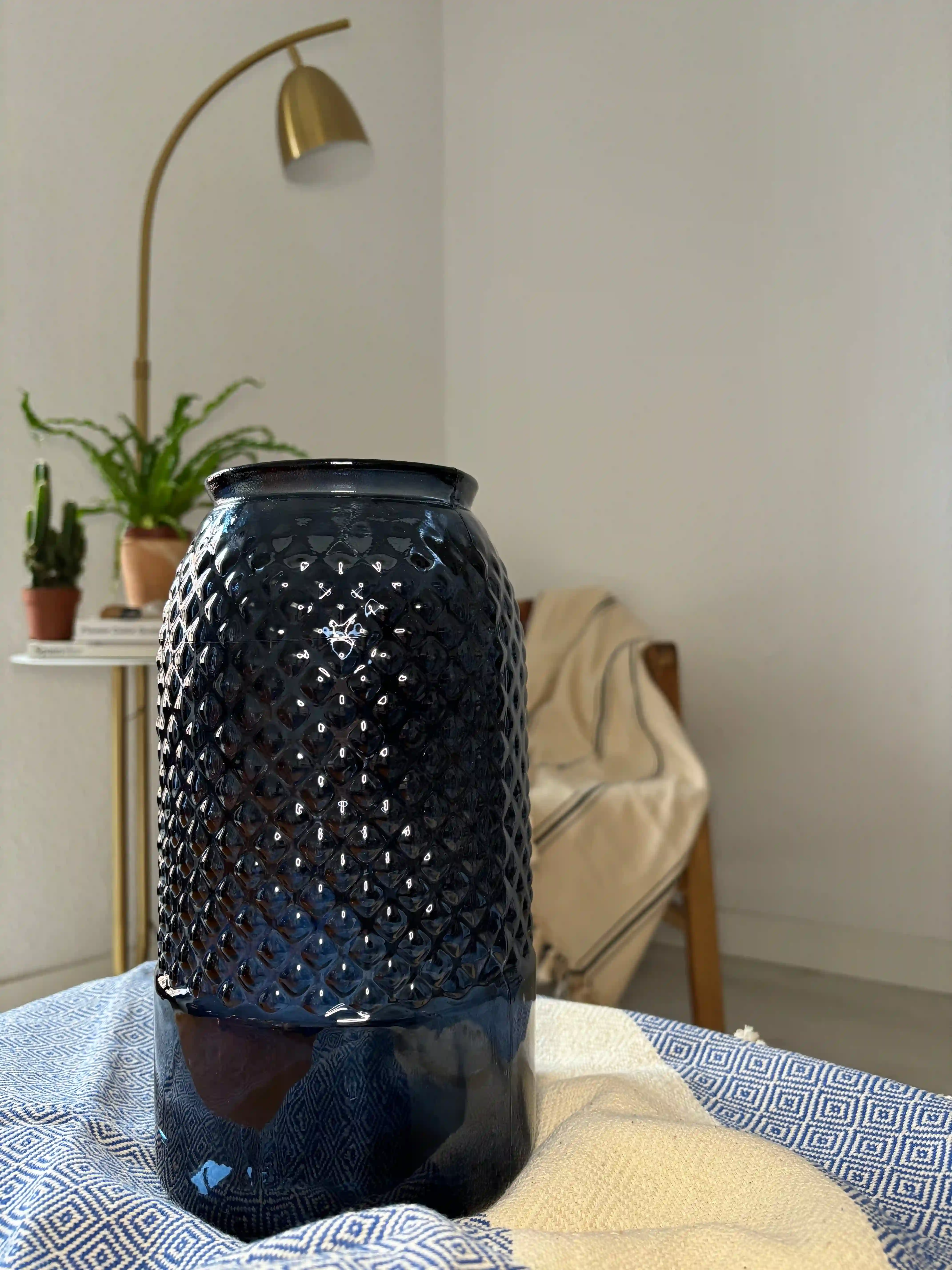Recycled Glass Hobnail Vase