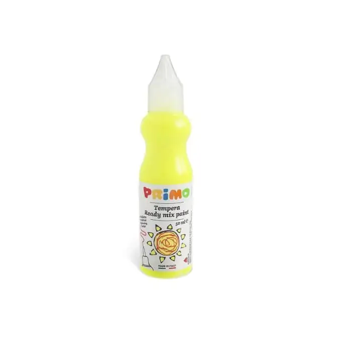 Témpera botella 50 ml, Amarillo flúor - Primo
