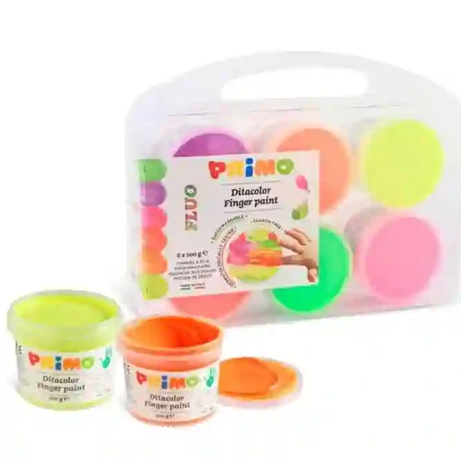 Pintura de dedos fluor, 6 colores - Primo