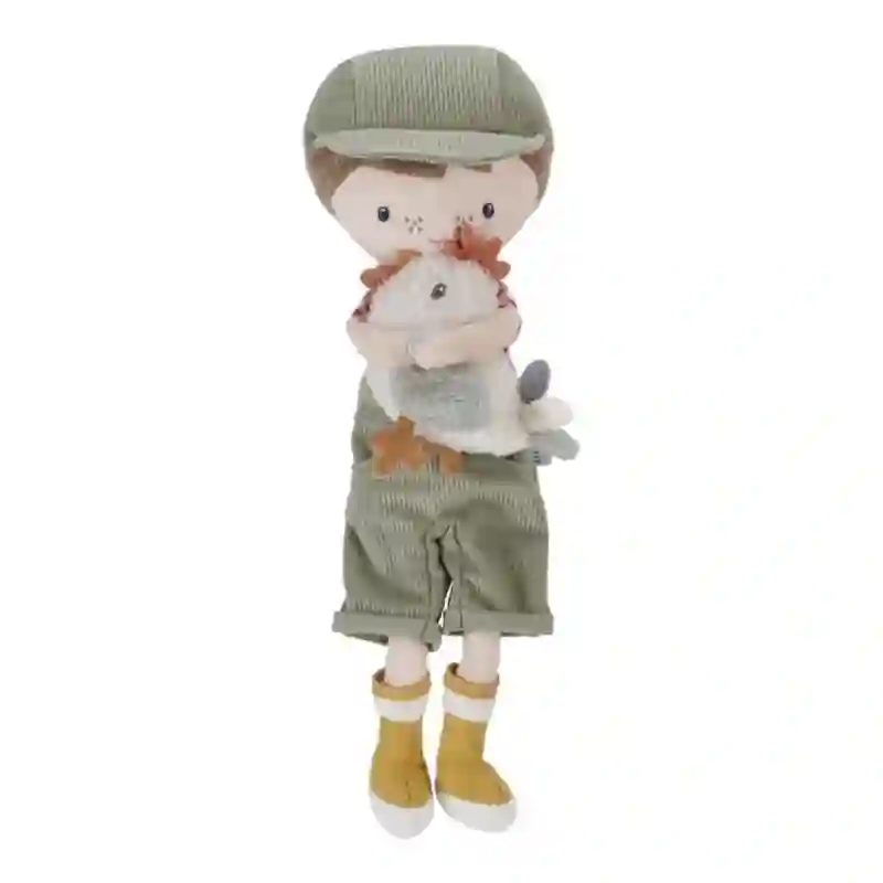 Jim granjero con gallina, muñeco blandito - Little Dutch