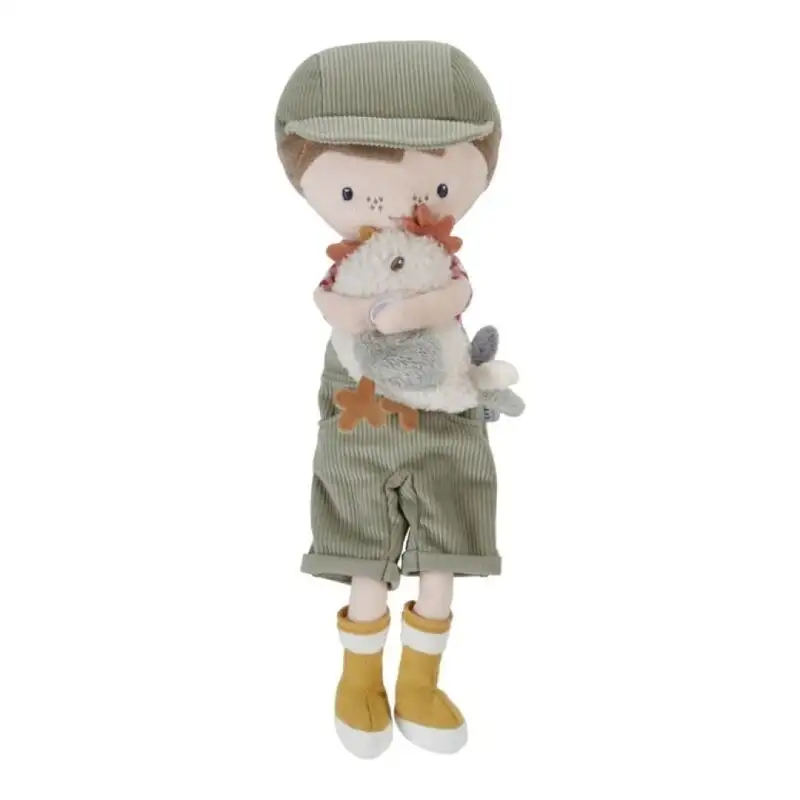 Jim granjero con gallina, muñeco blandito - Little Dutch