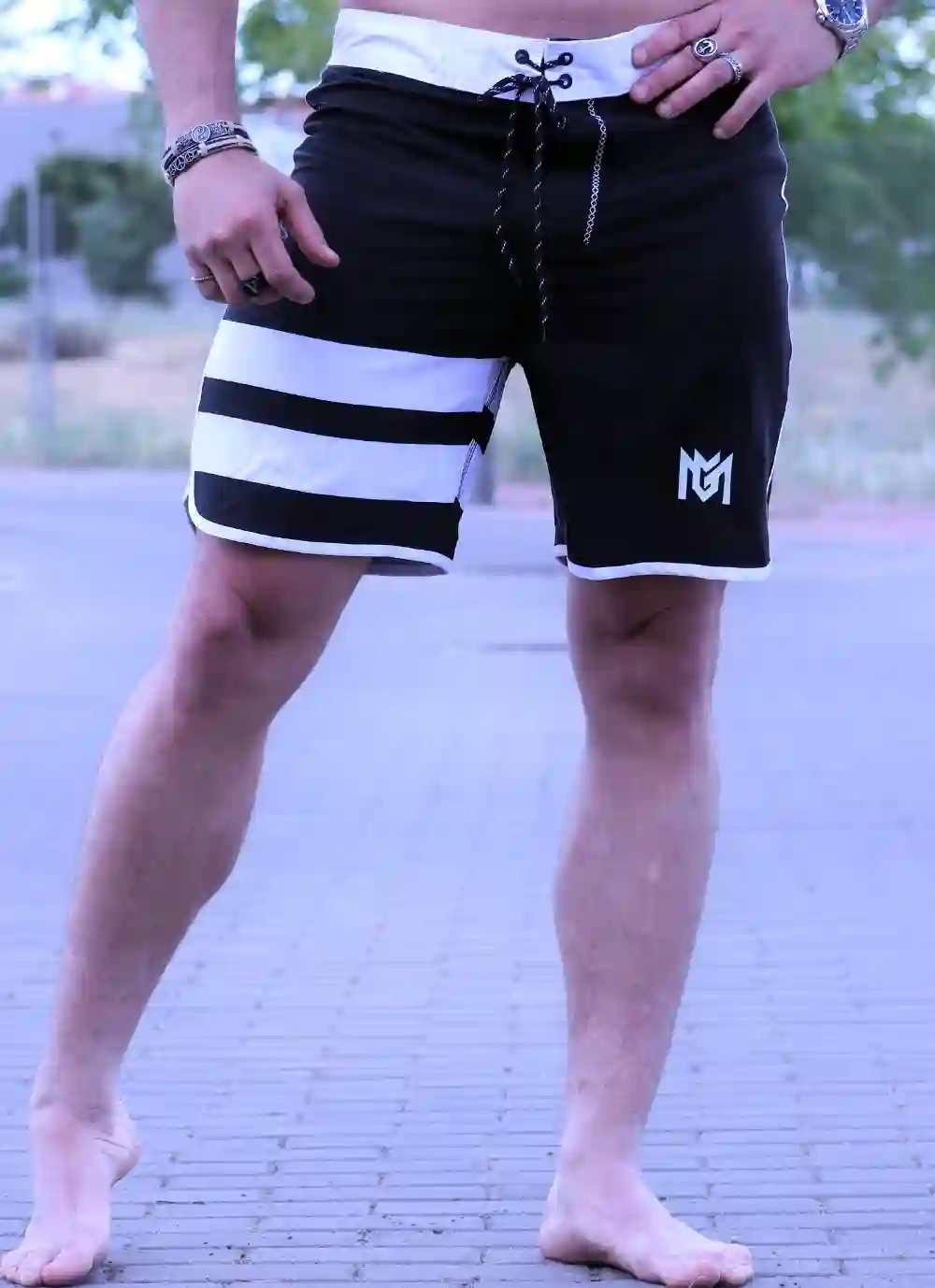 Men's Physique New Black White swimsuits