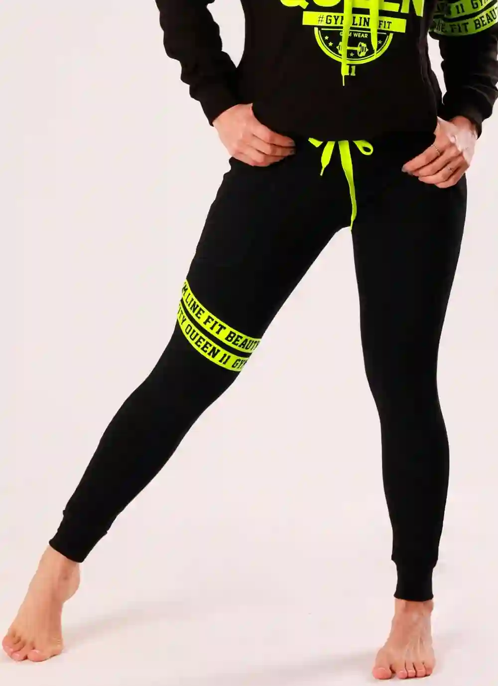 PANTALON LYCRADO NEGRO DE GYM LINE