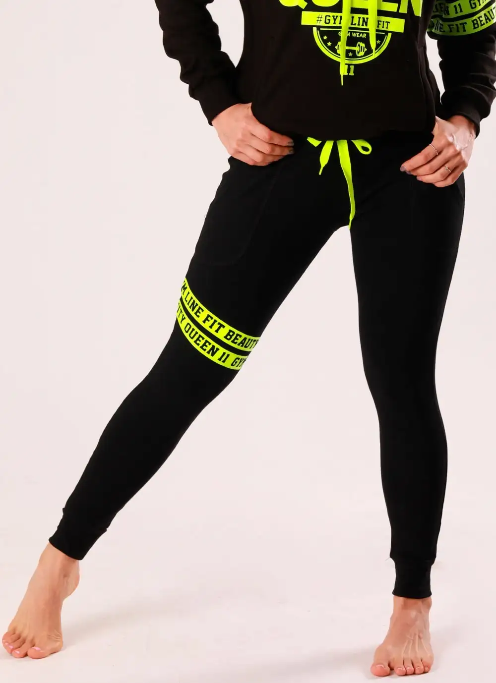 PANTALON LYCRADO NEGRO DE GYM LINE