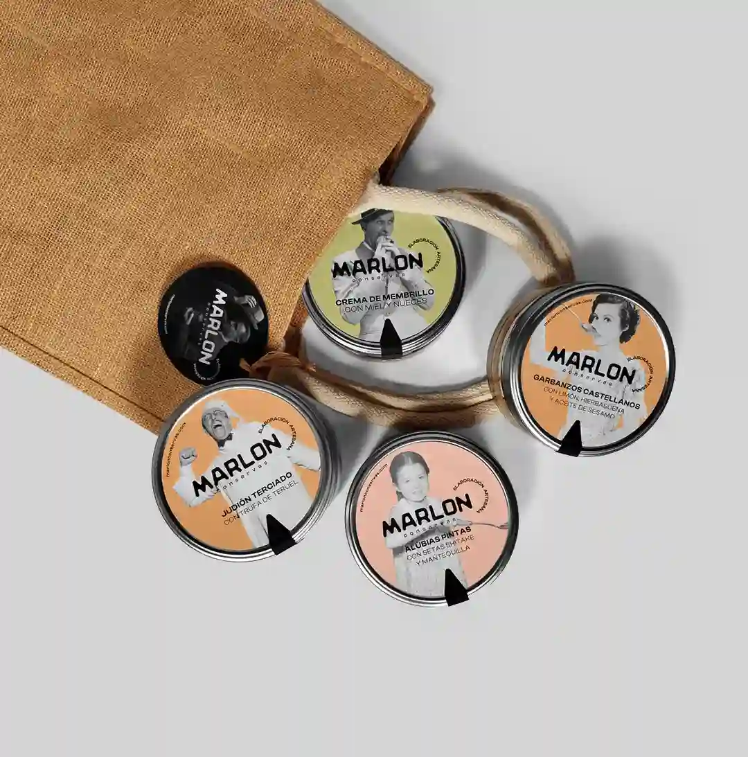 LOTE AUDREY: 4 conservas de 212ml en bolsa de tela de saco