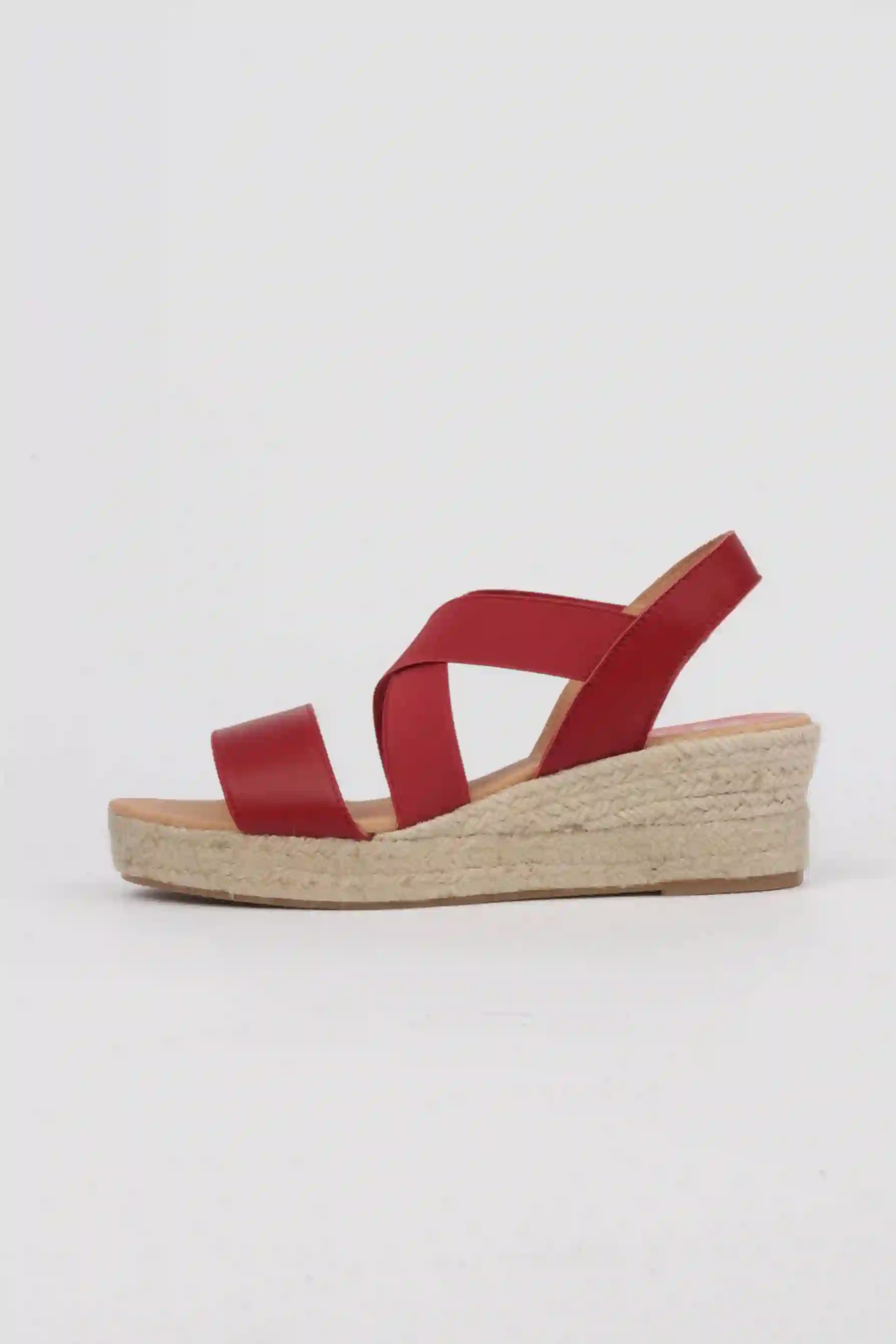 Red sandals esparto elastic detail