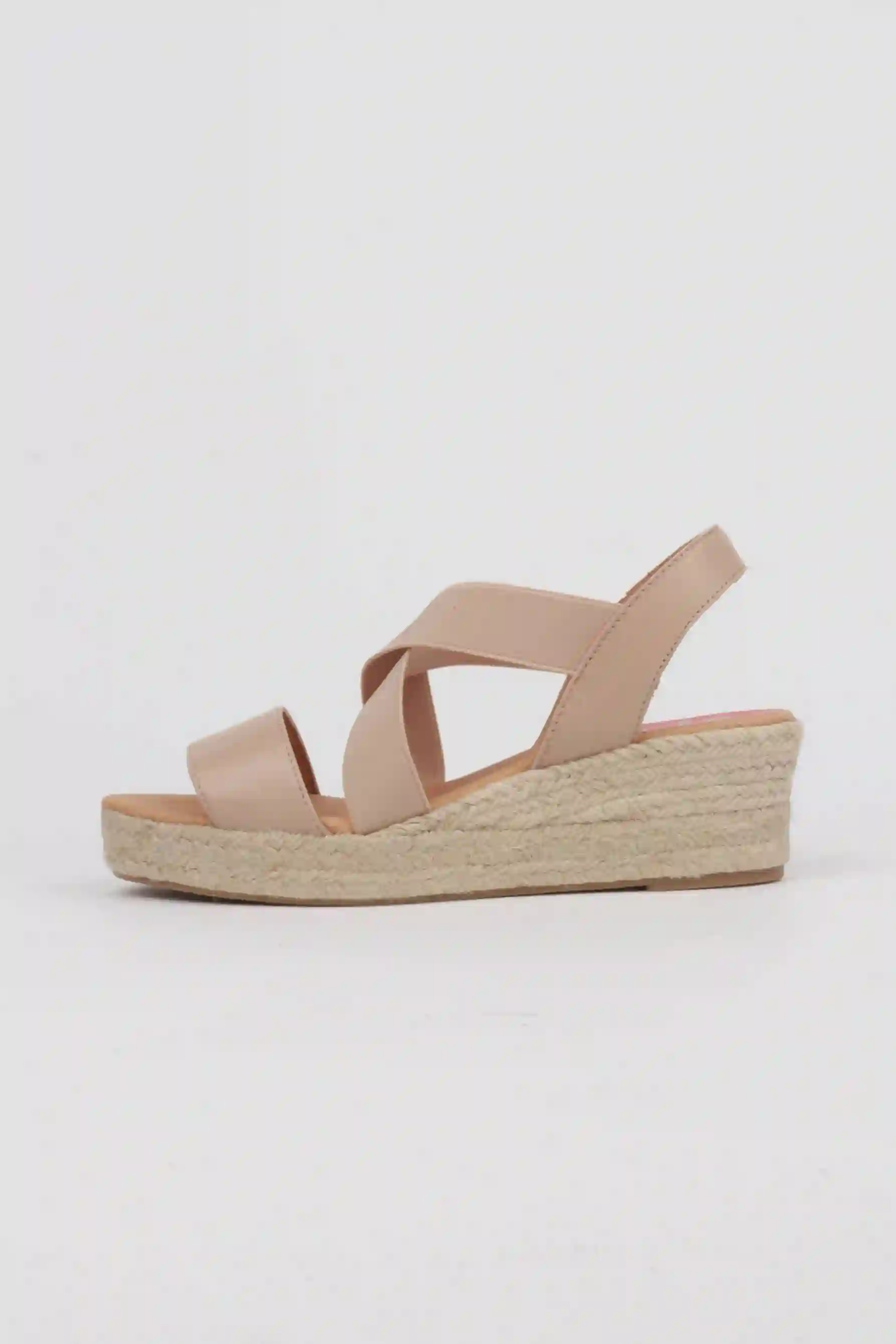 Wedge Sandals esparto beige elastic detail