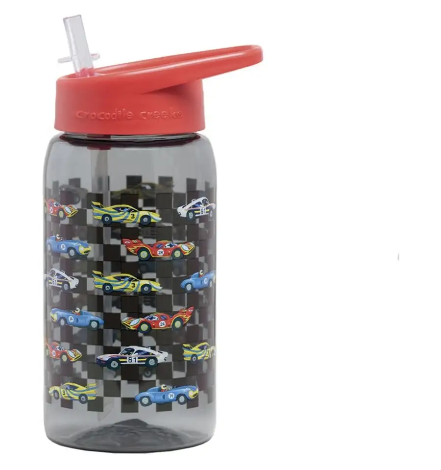 Crocodile Creek - Children's Water Bottle, Tritan racing cars