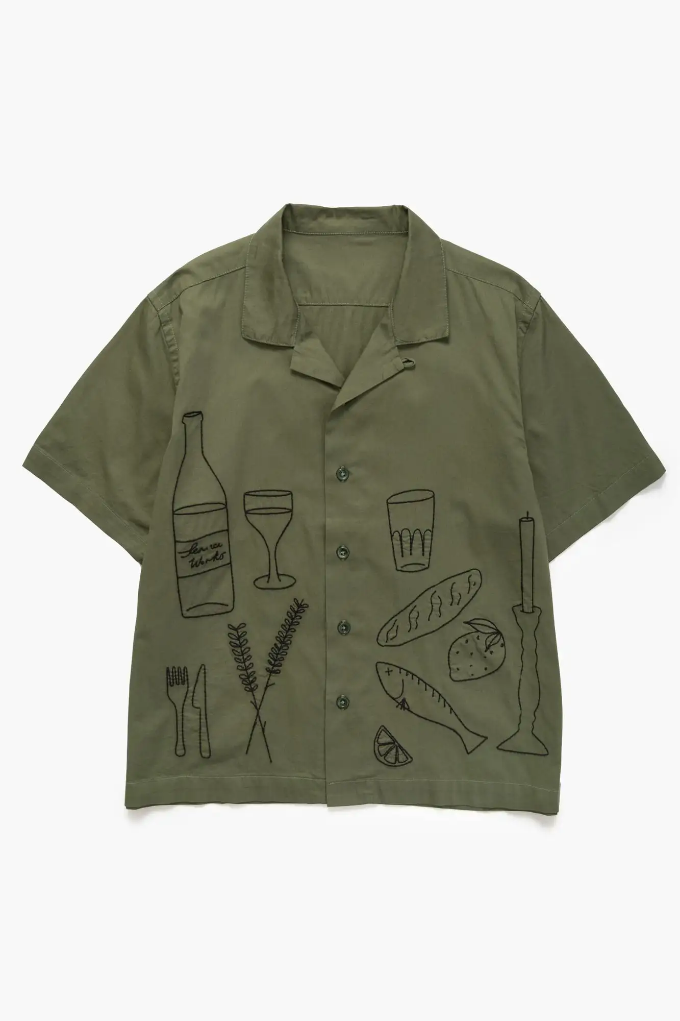CAMISA MANGA CORTA PICNIC OLIVA SERVICE WORKS