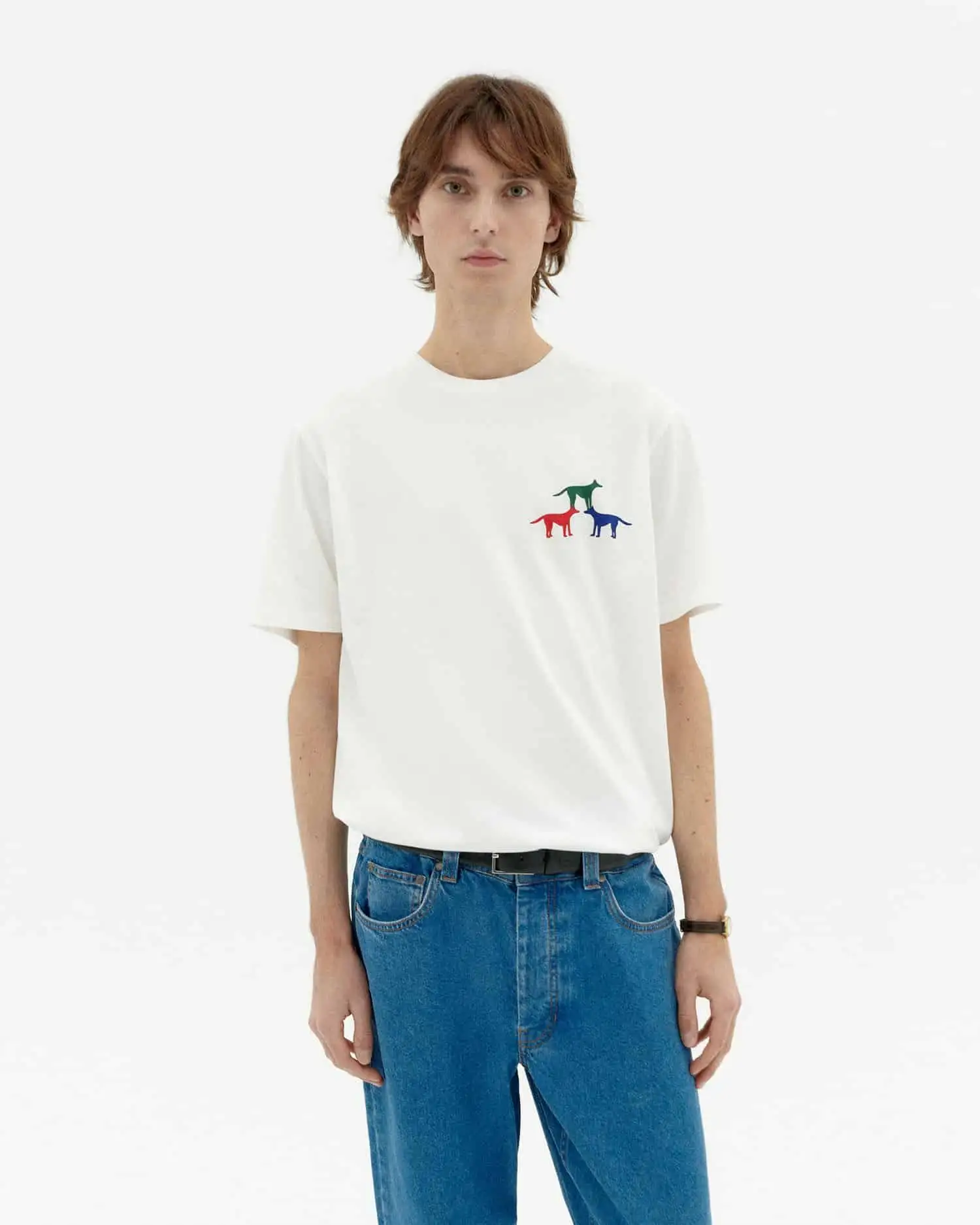 Dog t -shirt / thinking mu