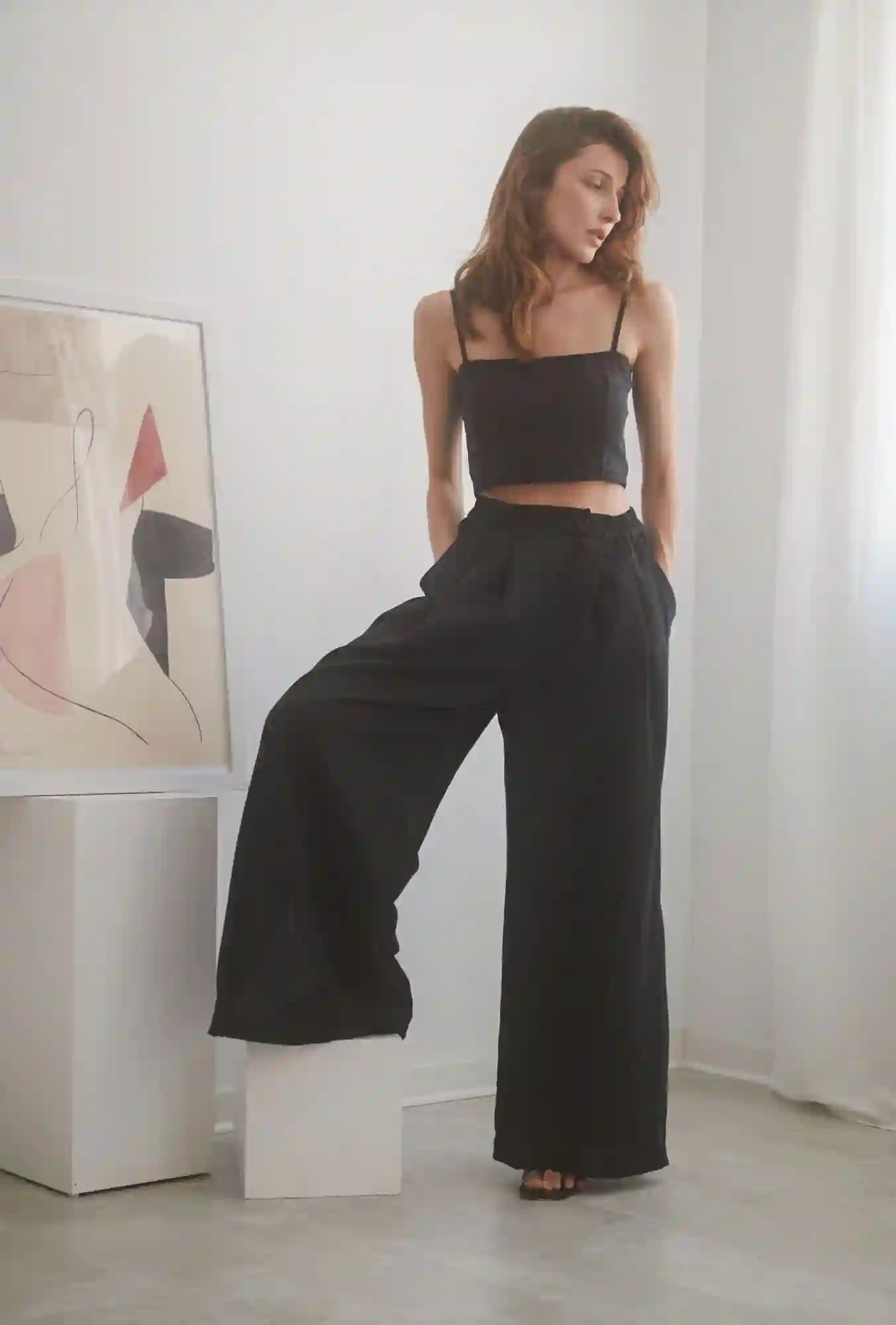 PANTALÓN LINO NEGRO / COSSAC