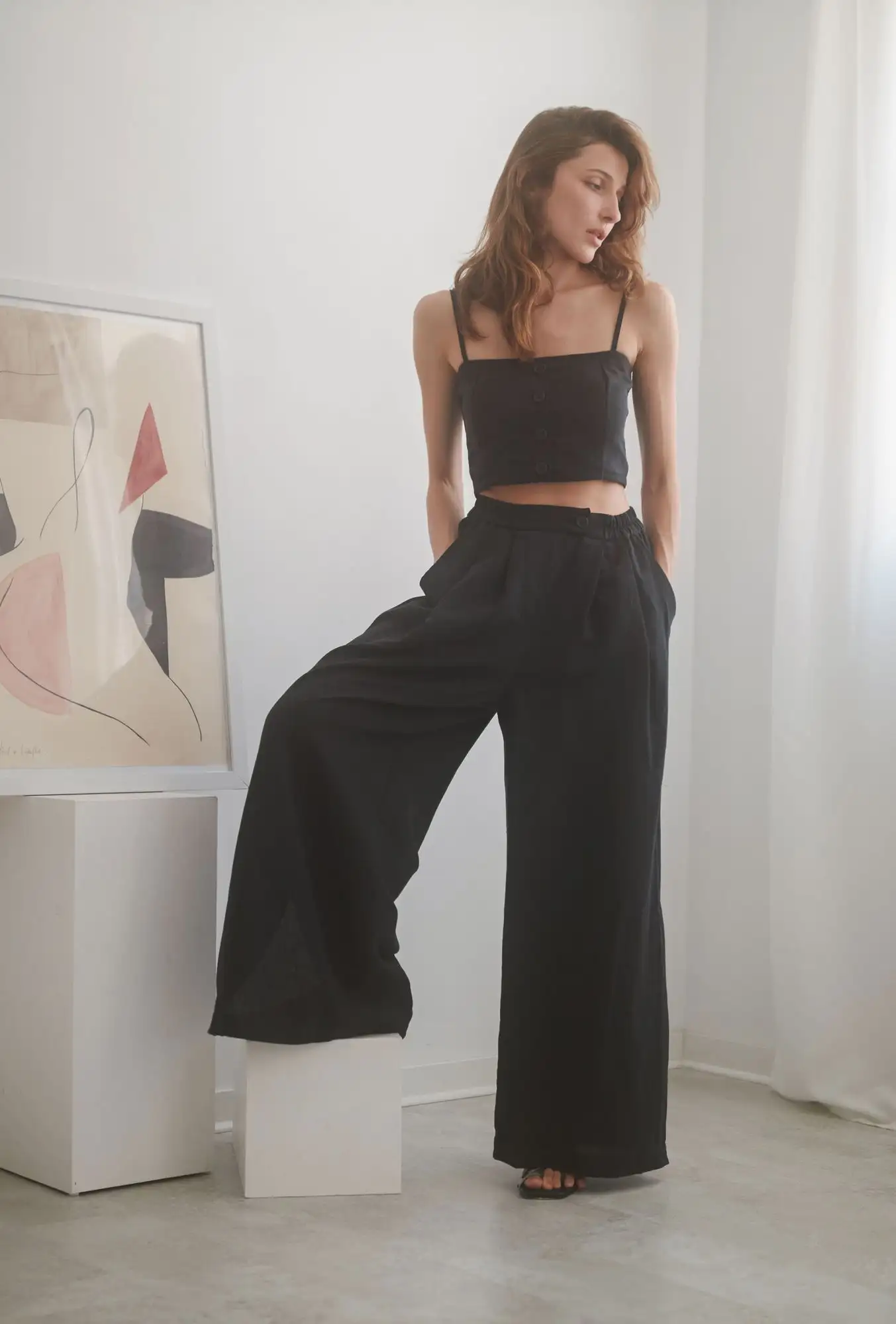PANTALÓN LINO NEGRO / COSSAC
