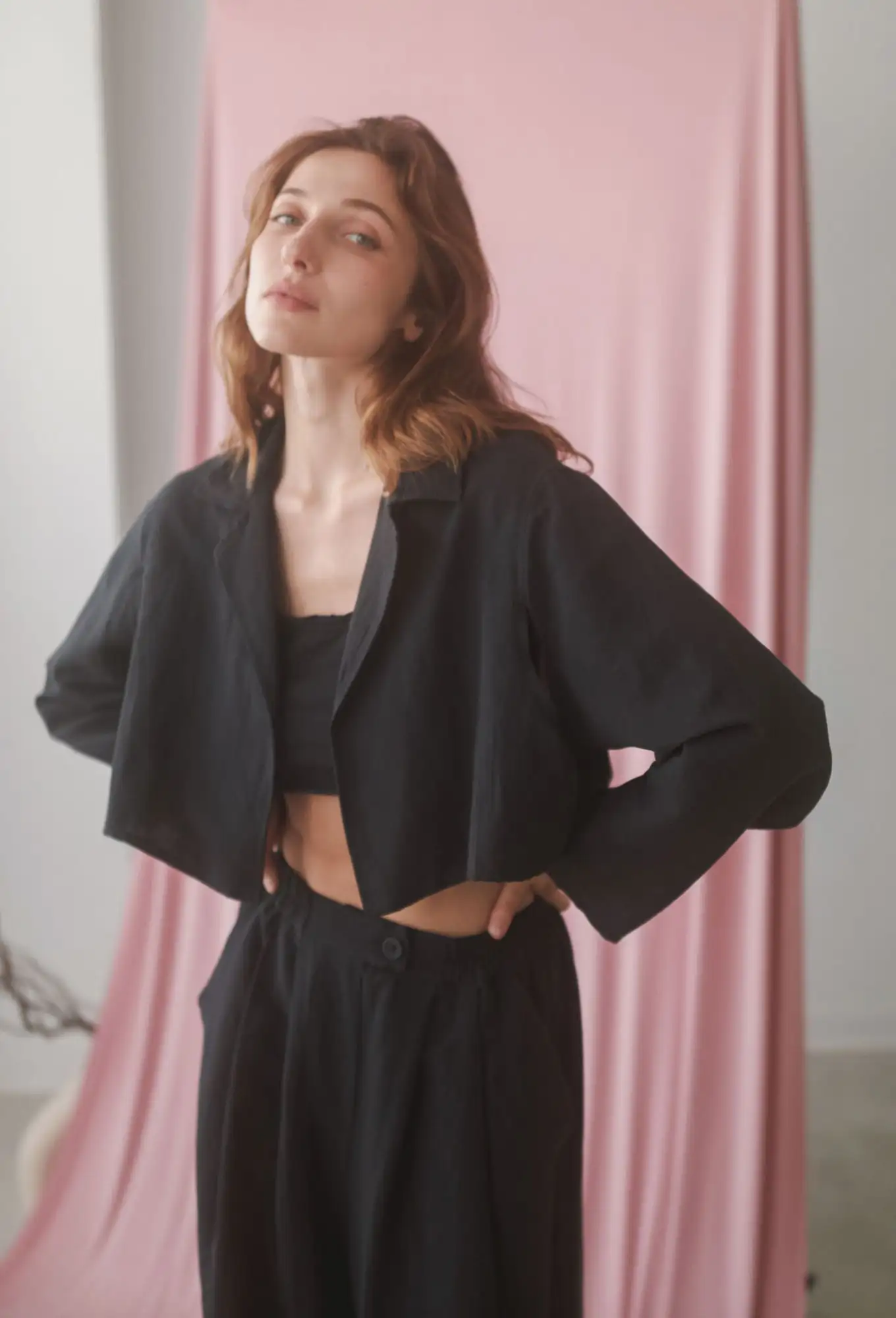 CHAQUETA CROP LINO / COSSAC