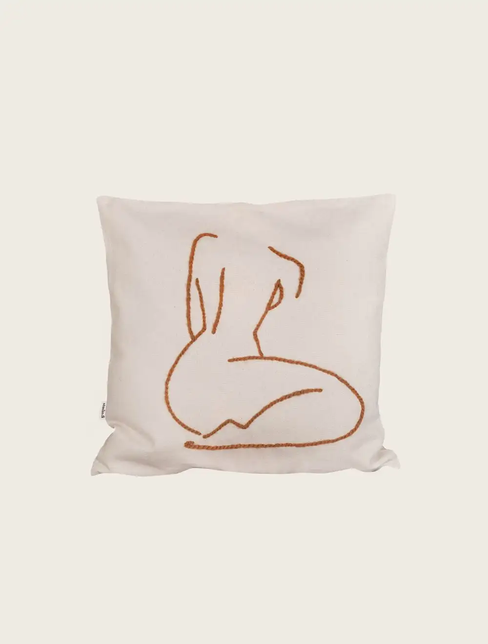Mimosa cushion (beige and embroidery camel) / Studio.fi