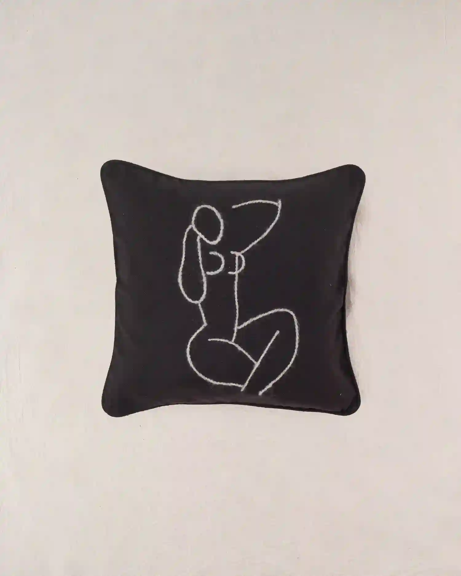 Magnolia cushion (dark gray and gray embroidery) / Studio.fi