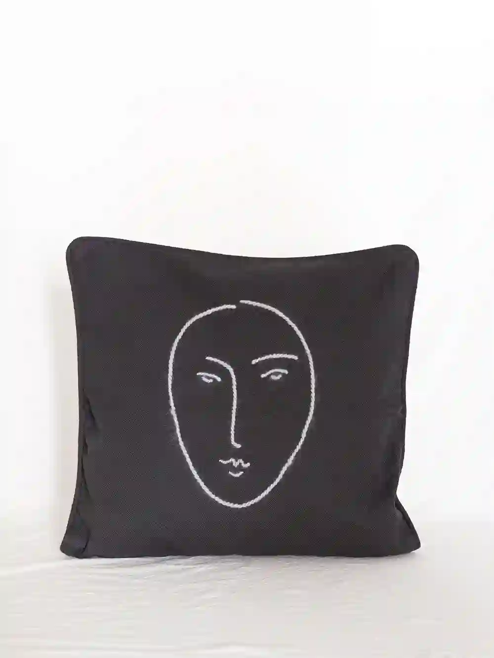 Camelia cushion (dark gray and blue embroidery) / Studio.fi