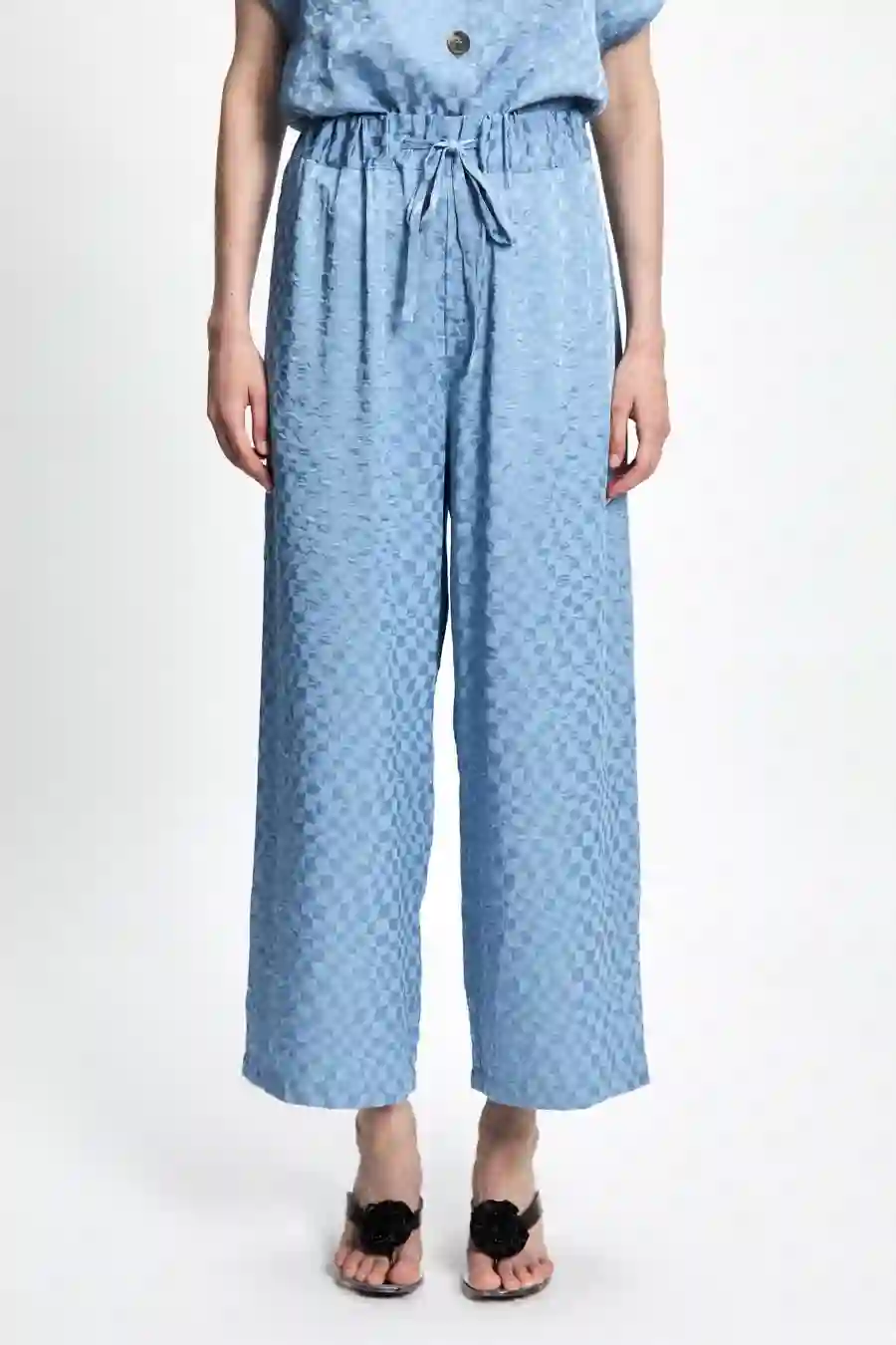 METALLO PALAZZO CELESTE pants