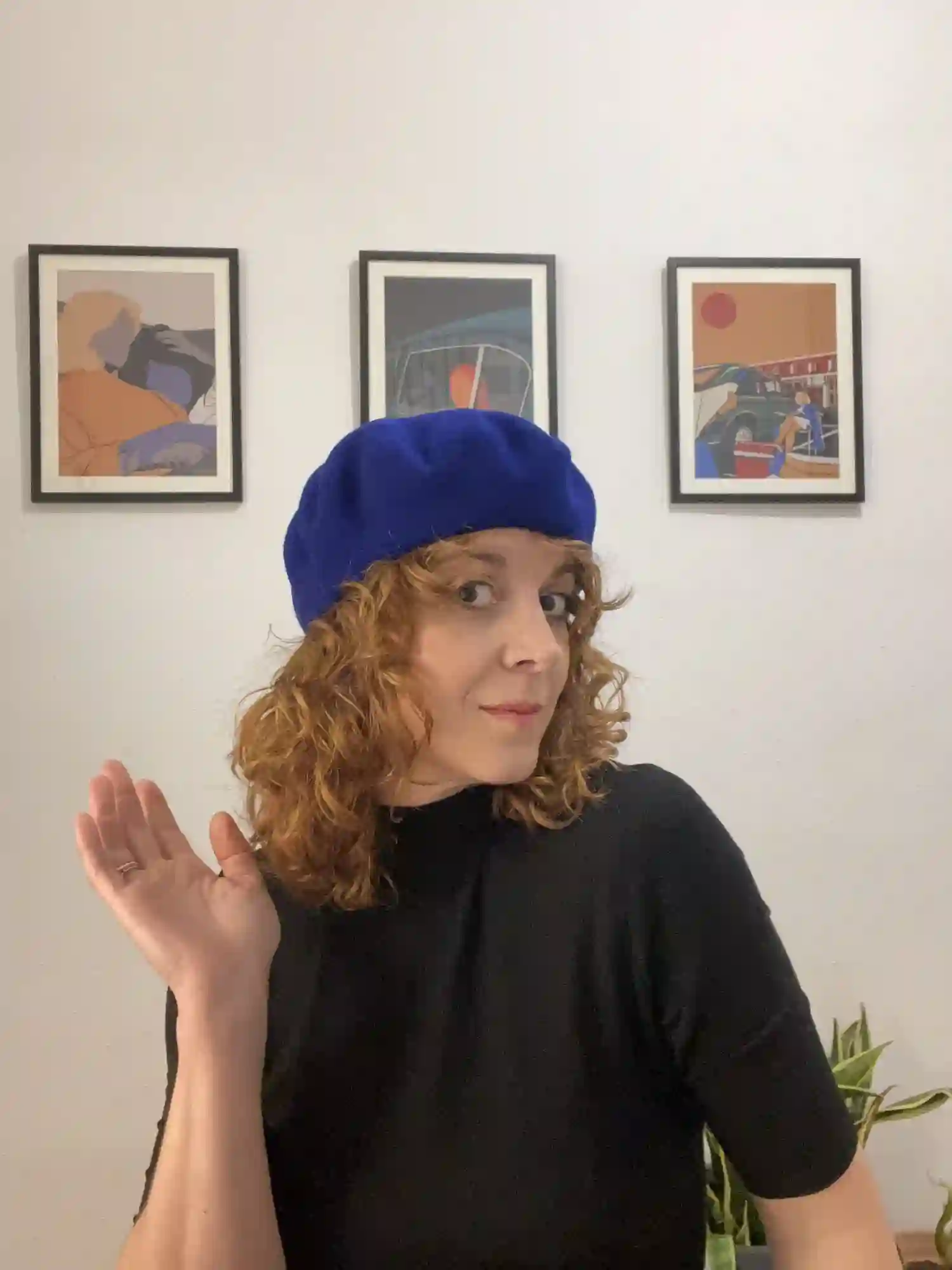 Blue hostess beret