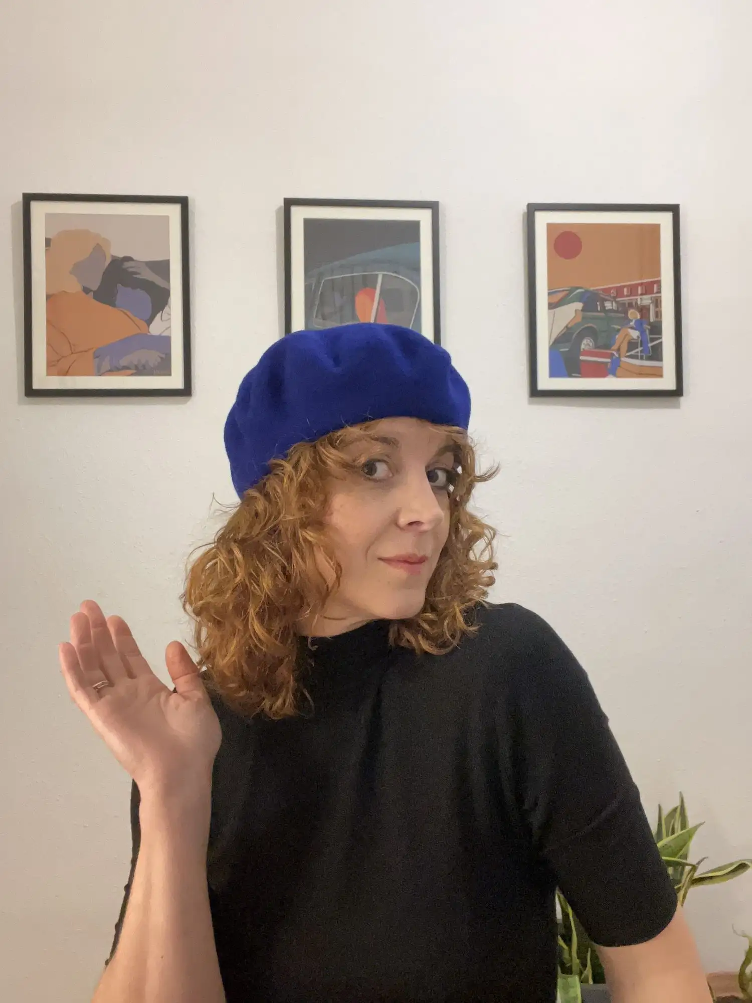 Blue hostess beret