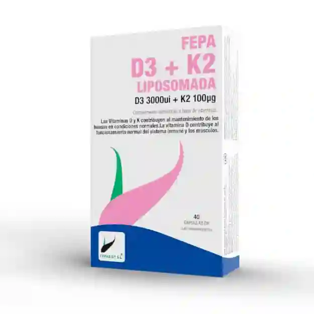 FEPA VITAMIN D3 + K2 LIPOSOMADA 40 CAPSULAS · Fepadiet