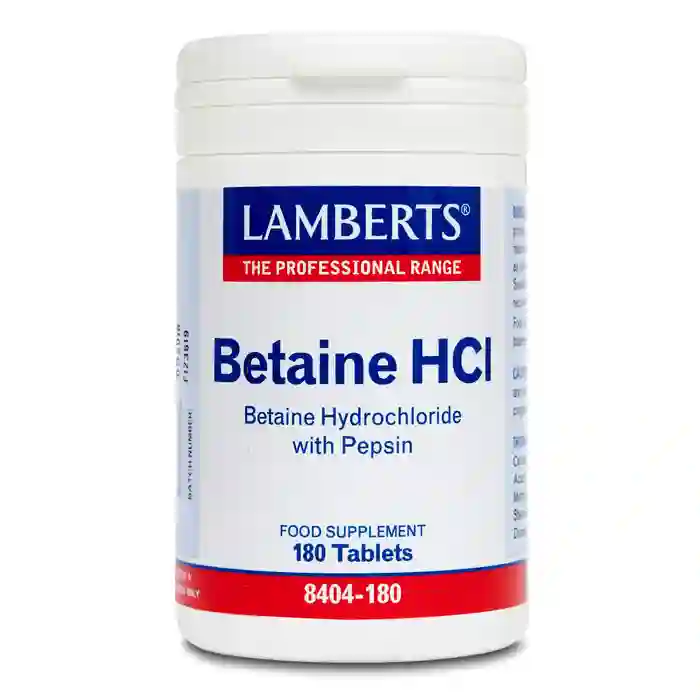 Betaína HCl 324mg/Pepsin 5mg Lamberts 180 Tablets