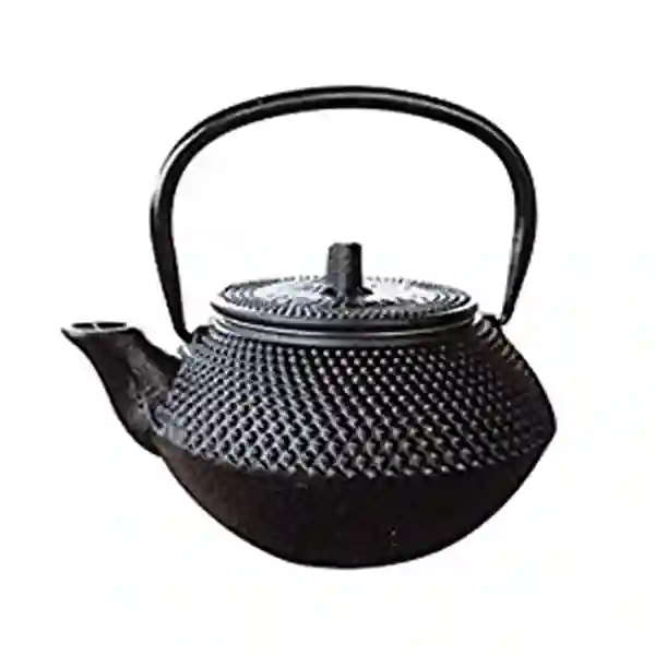 Black cast iron teapot